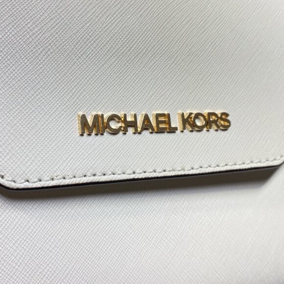 Michael Kors Jet Set Medium Leather Envelope Clutch in Optic White - Picture 2 of 7